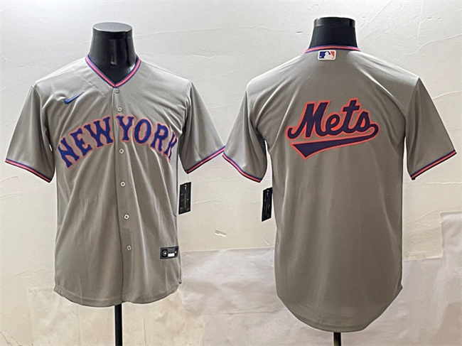 Men's New York Mets Team Big Logo Grey 2025 Limited Stitched Baseball Jersey Men's New York Mets Team Big Logo Grey 2025 Limited Stitched Baseball Jersey